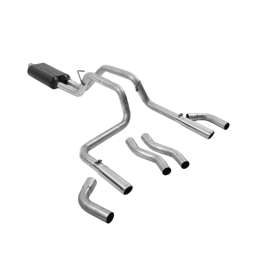 American Thunder Flowmaster 17429 Cat-Back Exhaust Kit Dual 2.5 Inch Aluminized Steel 3 Inch Stainless Tips Compatible with 1994-2001 Dodge Ram 1500 3.9L 5.2L 5.9L. 1994-2002 2500/3500 5.9L. 2/4WD