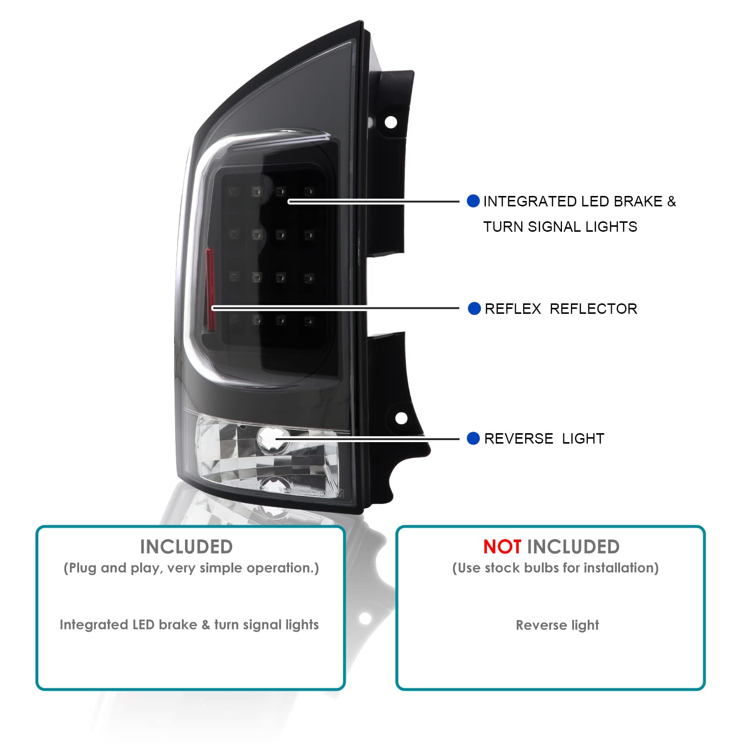 Black LED Tail Lights SPEC-D TUNING w/Signal Lamps Compatible with 2005-2015 Nissan Armada, Left + Right Pair Assembly
