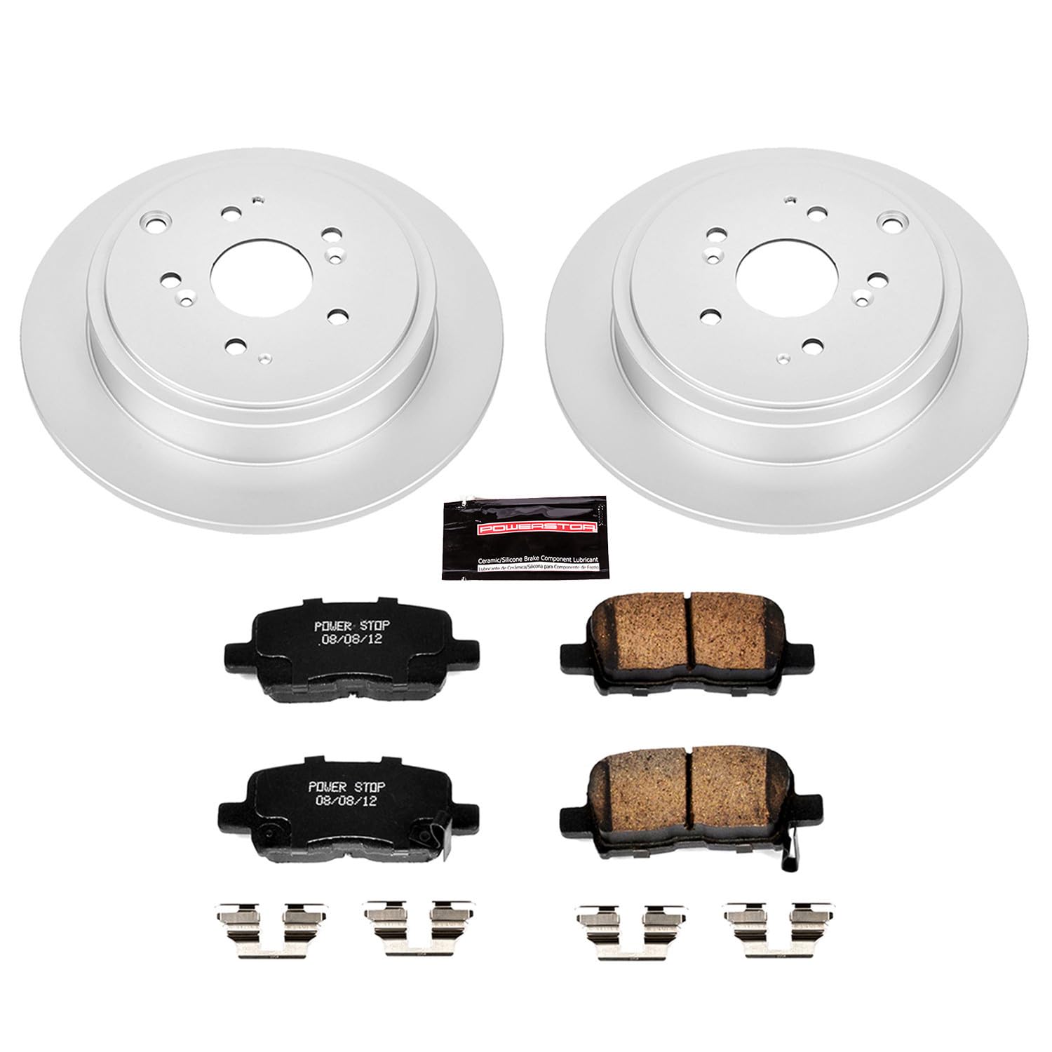 Power Stop CRK2382 Brake Rotor & Coated Ceramic Brake Pads- rear For Acura MDX 2001-2006, Honda Pilot 2003-2008 [Model Specific]