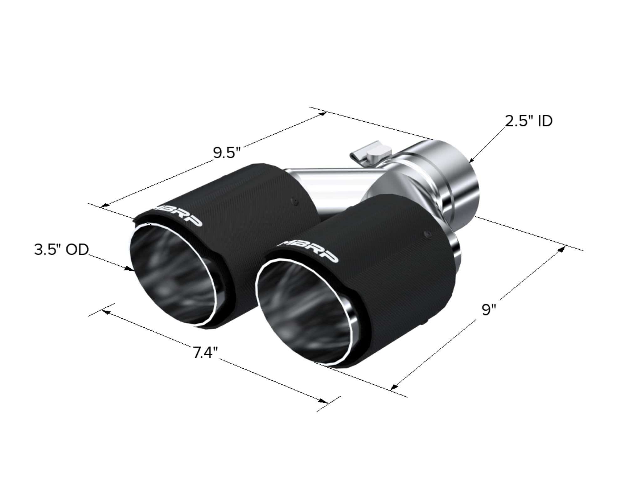 Carbon Fiber MBRP Universal Dual Tip 3.5in OD/2.5in Inlet