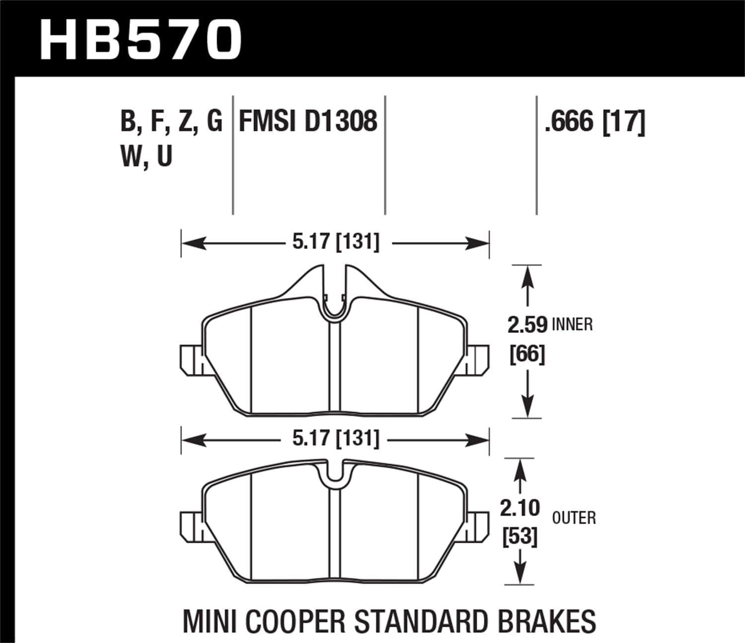 Hawk Performance HPS Performance Street HB570F.666 Brake Pads