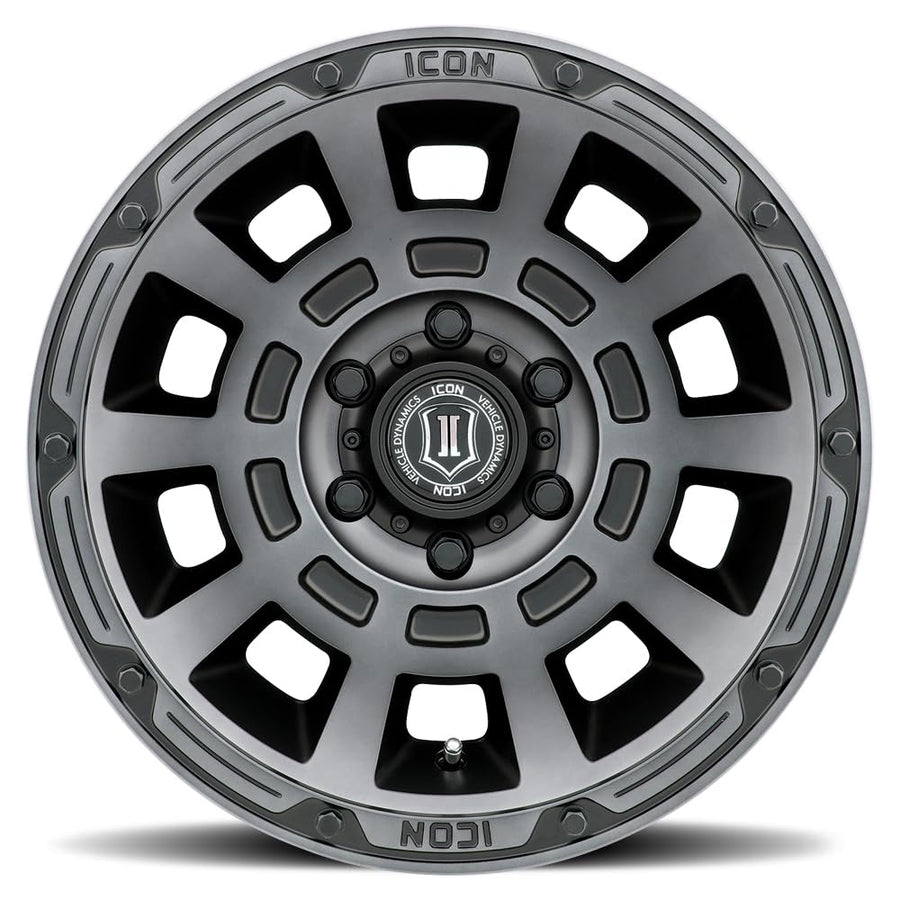 Thrust ICON Alloys, Smoked Satin Black, 17 x 8.5/5 x 5, 6mm Offset, 4.5" BS, 2817857345SSBT