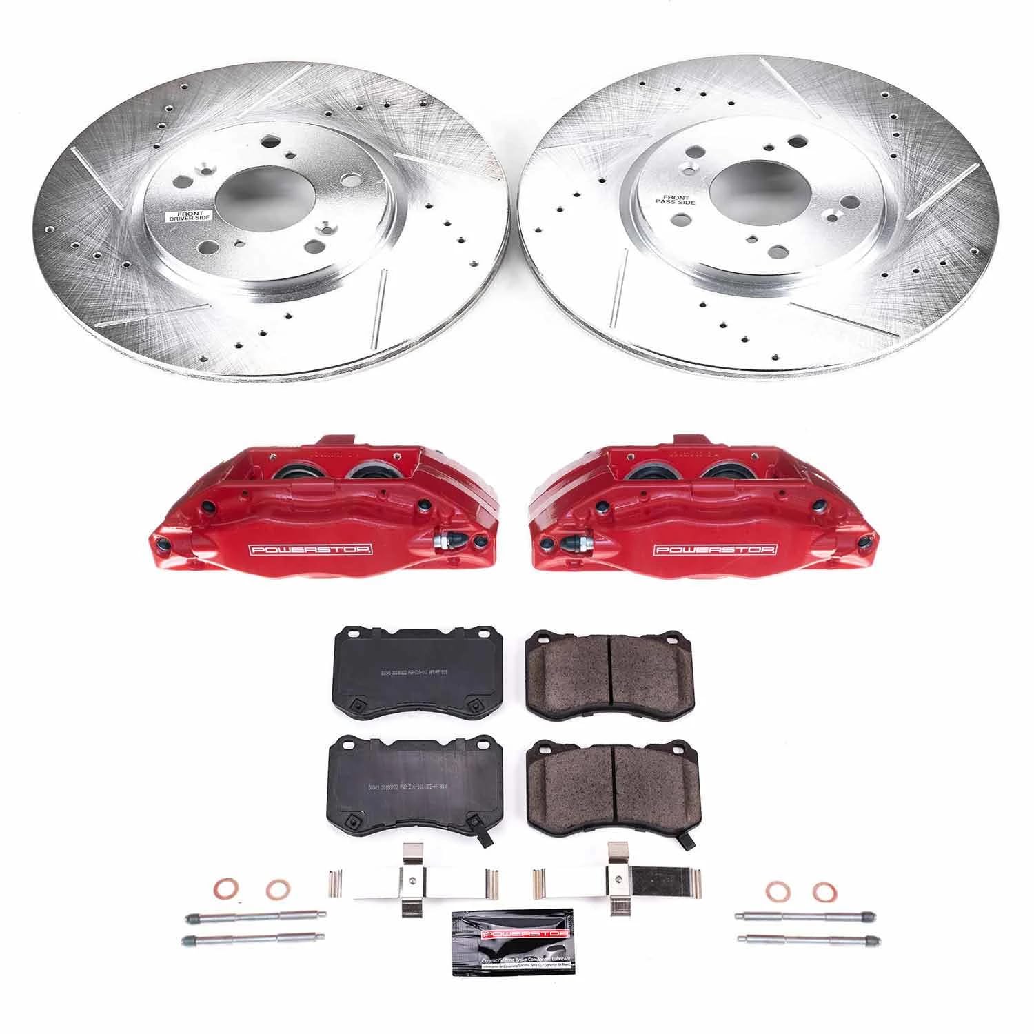 Power Stop Z23 KC3029 Evolution Sport Brake Upgrade Kit with Powder Coated Calipers- Front For Acura TL 2004-2008 [Model Specific]
