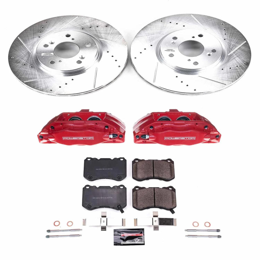 Power Stop Z23 KC3029 Evolution Sport Brake Upgrade Kit with Powder Coated Calipers- Front For Acura TL 2004-2008 [Model Specific]