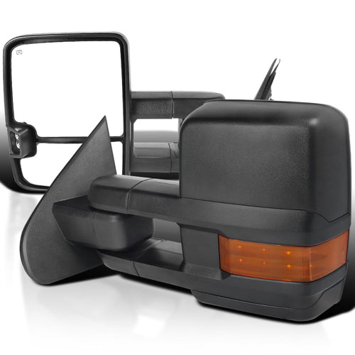 Spec-D Tuning Power Heated Black Towing Mirrors w/Temp Sensor w/LED Signal Compatible with 2014-2018 Chevy Silverado GMC Sierra 1500 2500HD 3500HD Left + Right Pair