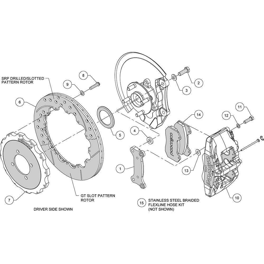 KIT,FRT, Wilwood Miata, GT, BLK 14014234