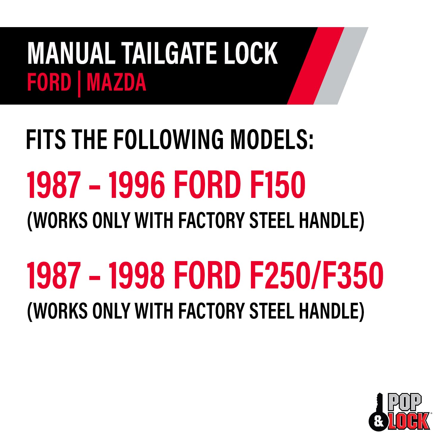 Pop & Lock Black PL2300 Manual Tailgate Lock (Works only with Factory Steel Handle)
