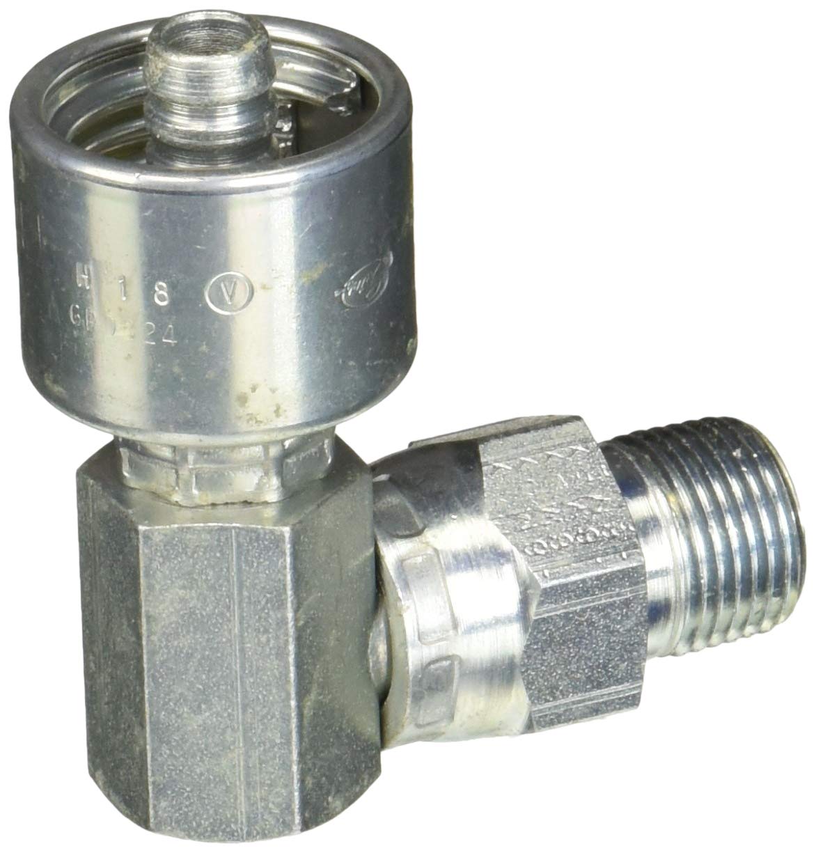 Gates Male Pipe Swivel 90 Block G25106-0606 (Nptf Without 30 Cone Seat) (Mega Crimp)