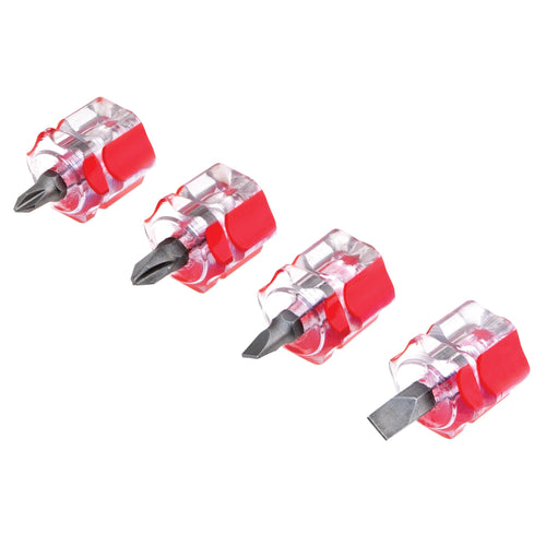 W80004 Performance Tool Mini Stubby Screwdriver Set 4 Piece (Phillips sizes: #1 and #2, Slotted sizes: 3/16 and 1/4"), Sewing Machines Screwdriver
