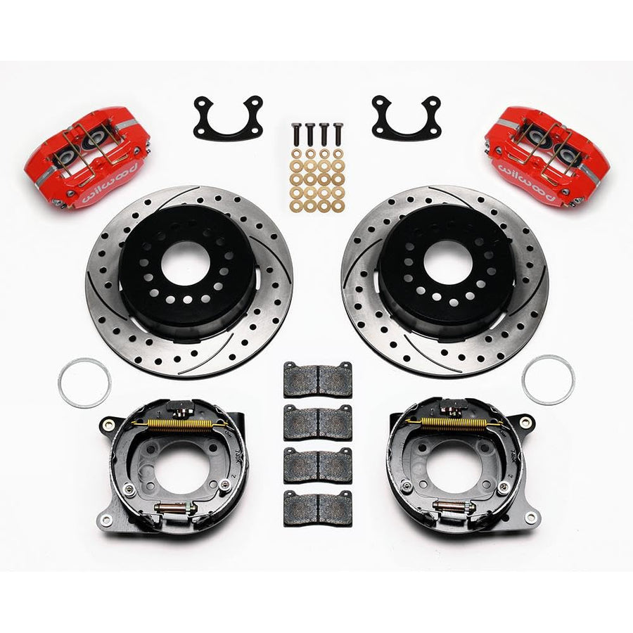 Wilwood Small Ford Red Park Brake Kit Dynapro Dust-Boot P/S Offset 2.50in by Wilwood