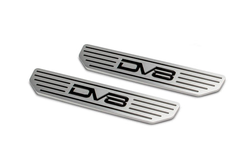 Door Sill Plates DV8 Offroad for 2018-Current Wrangler JL and 2020-Current Gladiator JT | Rear Pair | Embossed with DV8 Logo | Billet Aluminum Construction | D-JL-180014-SIL4