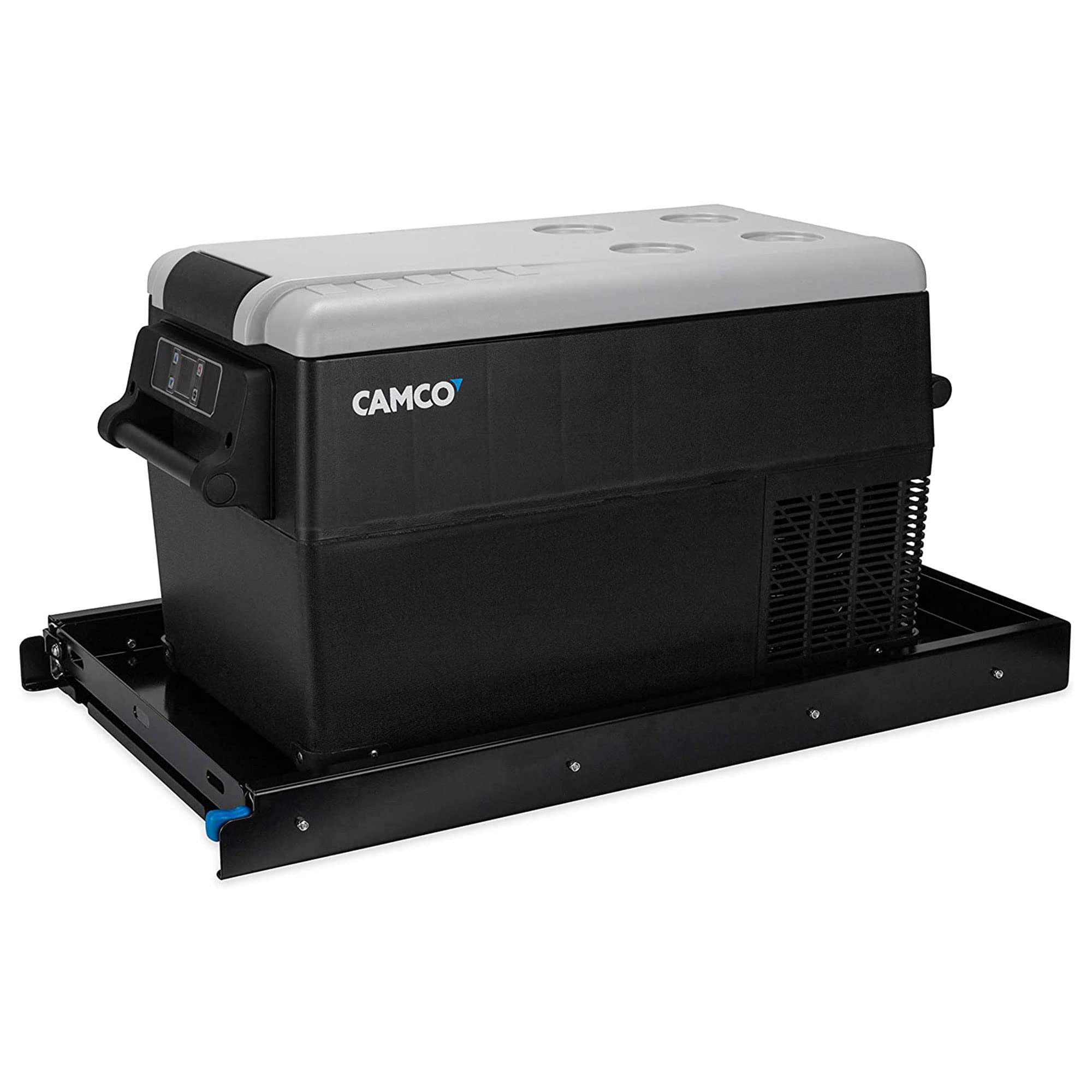 Camco Retractable 51530 Floor Mounted Portable Electric Refrigerator Slide with Durable Steel Construction and Smooth Ball Bearings, Medium
