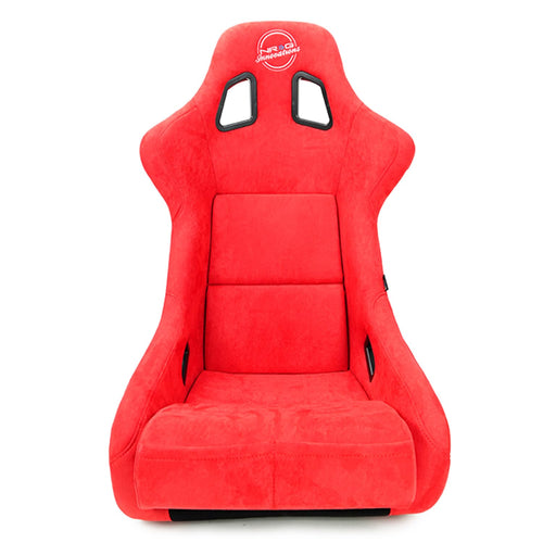 NRG Innovations Universal Fixed Back Bucket Seat NRG-FRP-302RD-DRGN-R, Special Dragon Embroidery Edition Racing Seat, Red Alcantara Seat Cover w/Mount Bracket, Size L
