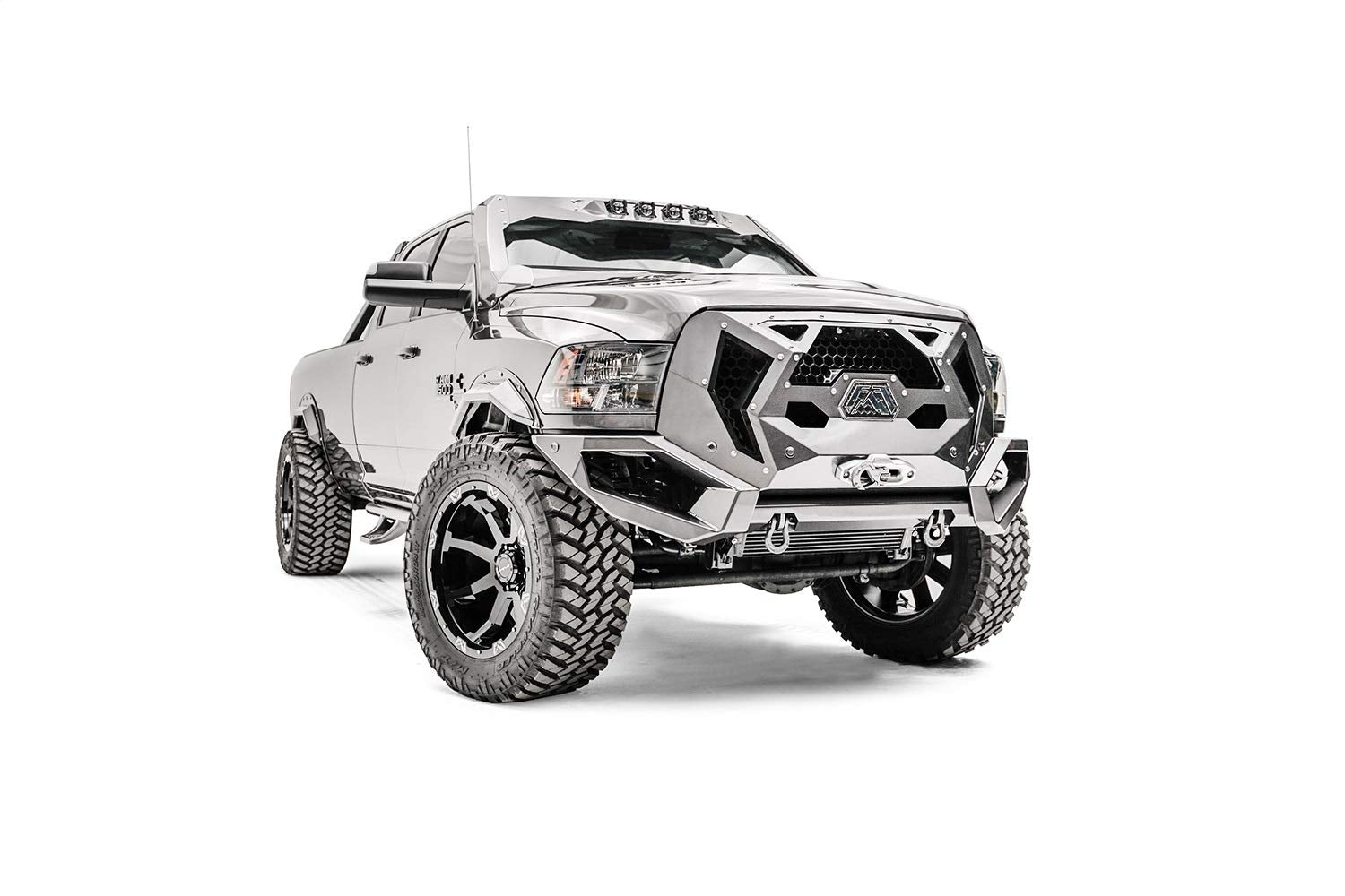 Fab Fours 16-18 Ram 2500/3500 Truck Front Bumper, Bare Steel, Winch Ready, Customizable with 9 Removable Inserts