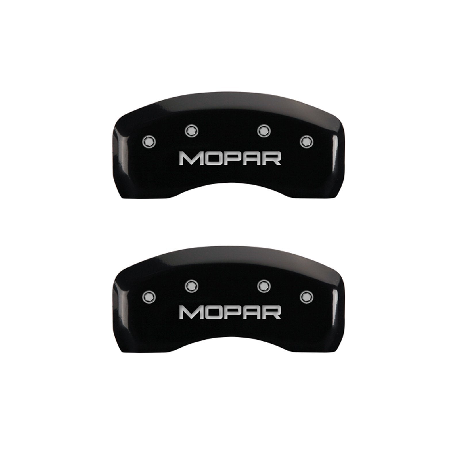 MGP Caliper Covers Black Powder Coat Finish 12192SMOPBK Front and Rear Caliper Cover, Set of 4 (MOPAR Silver Characters, Engraved)