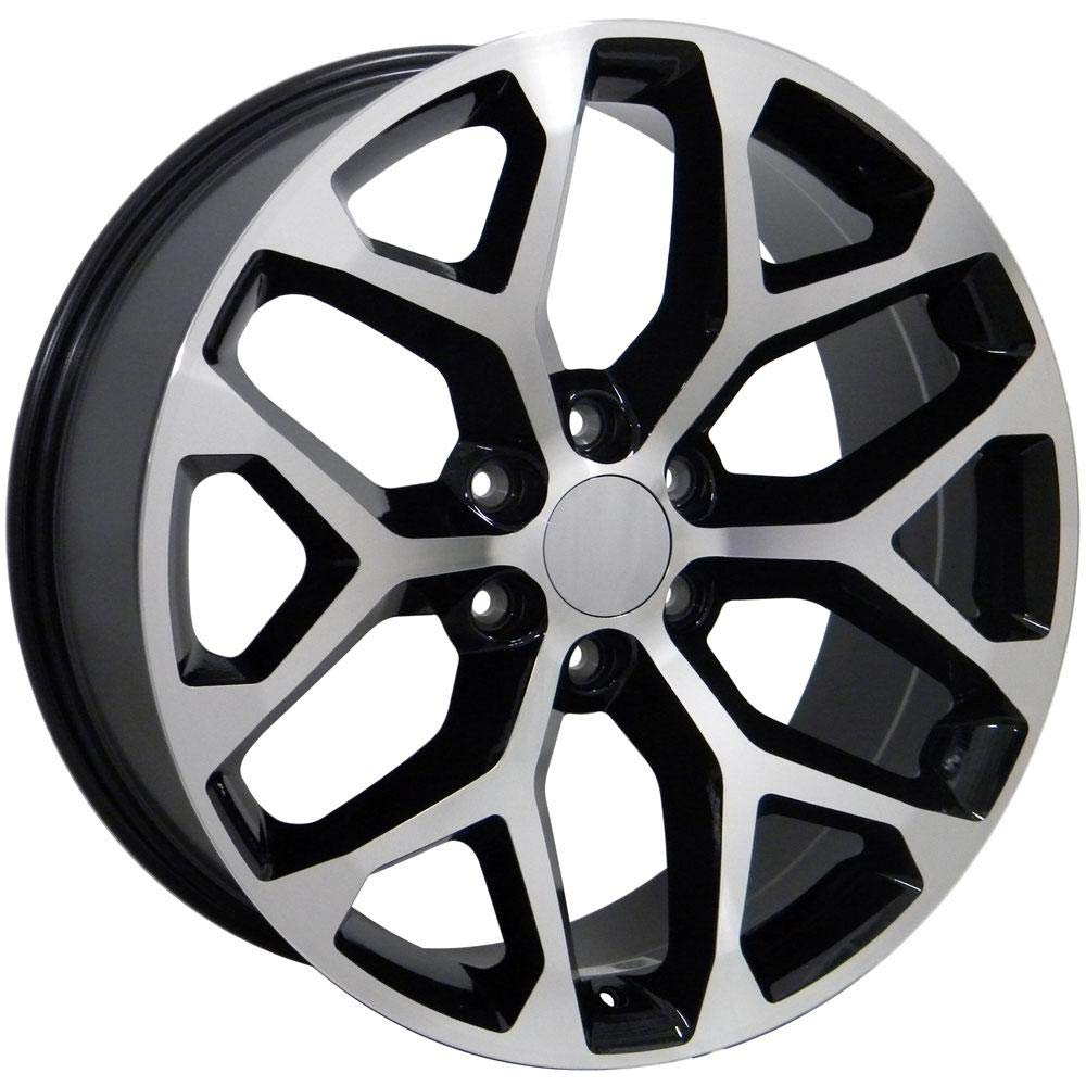 20 Inch OE Wheels CV98B Rim Fits Silverado 1500 Snowflake Style 6x139.7 20x9 Gloss Black Machined - Hollander 5668 (1)