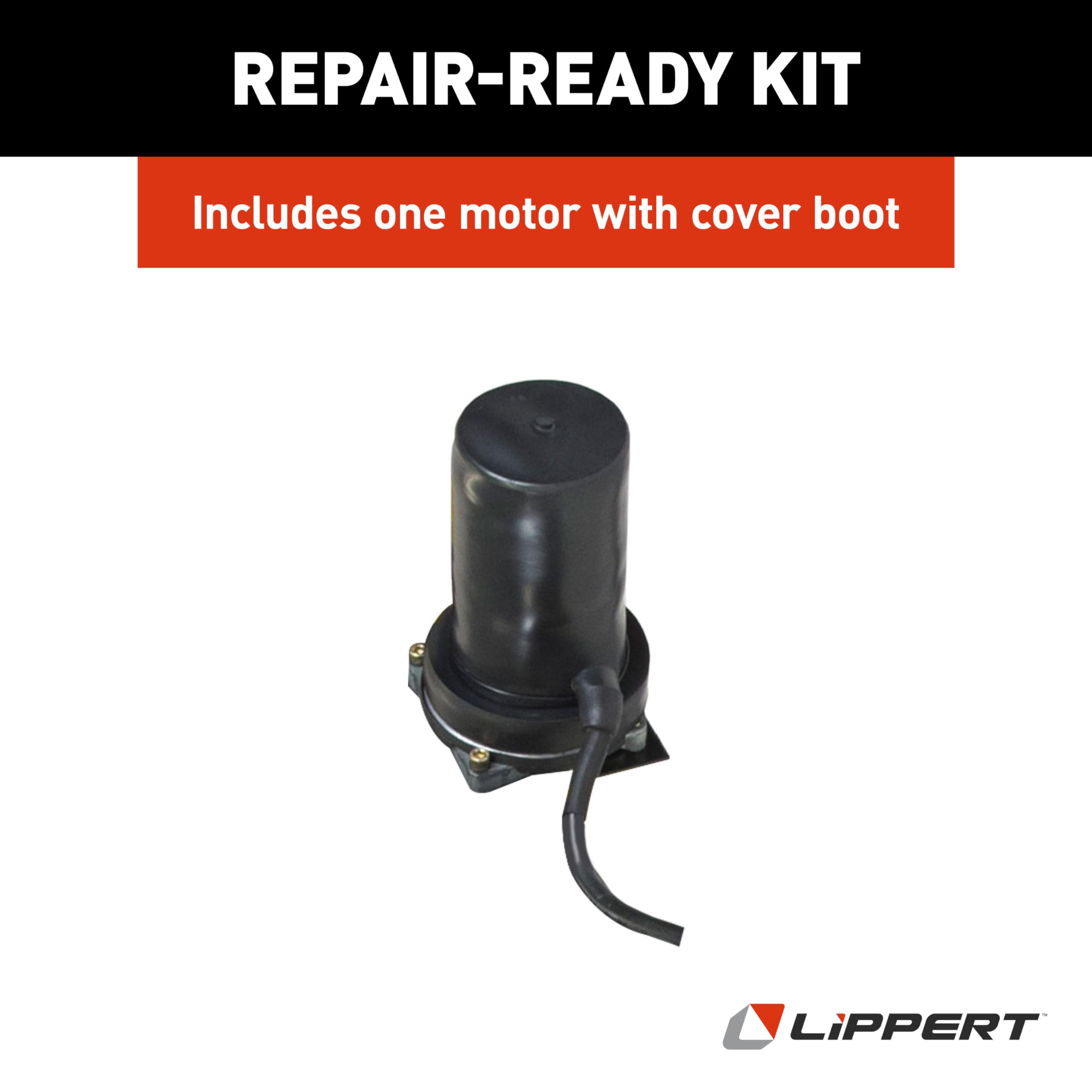 Lippert Motor Replacement for High-Speed Electric RV Stabilizer Jack System on 5th Wheels and Travel Trailers, Cover Boot Included - 352338