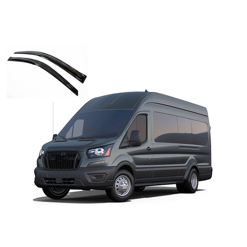 Off Road Black Horse [BHOR Tape On Rain Guards/Wind Deflectors Compatible with 2015-2025 Ford Transit-150|2015-2025 Ford Transit-250|2015-2025 Ford Transit-350 HD Smoke 2 PCs - 140676