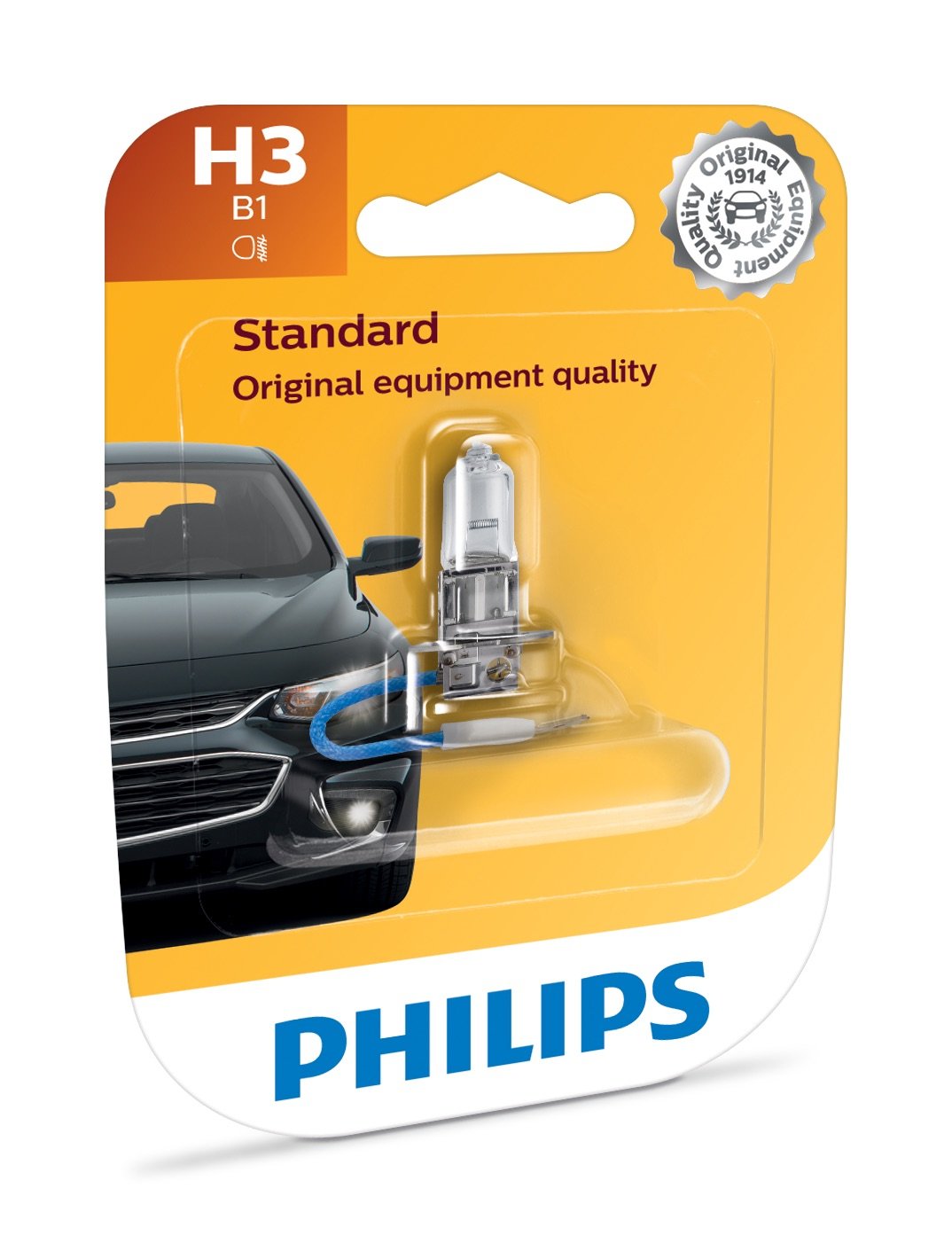 H3 Philips Standard Halogen Replacement Headlight Bulb, 1 Pack