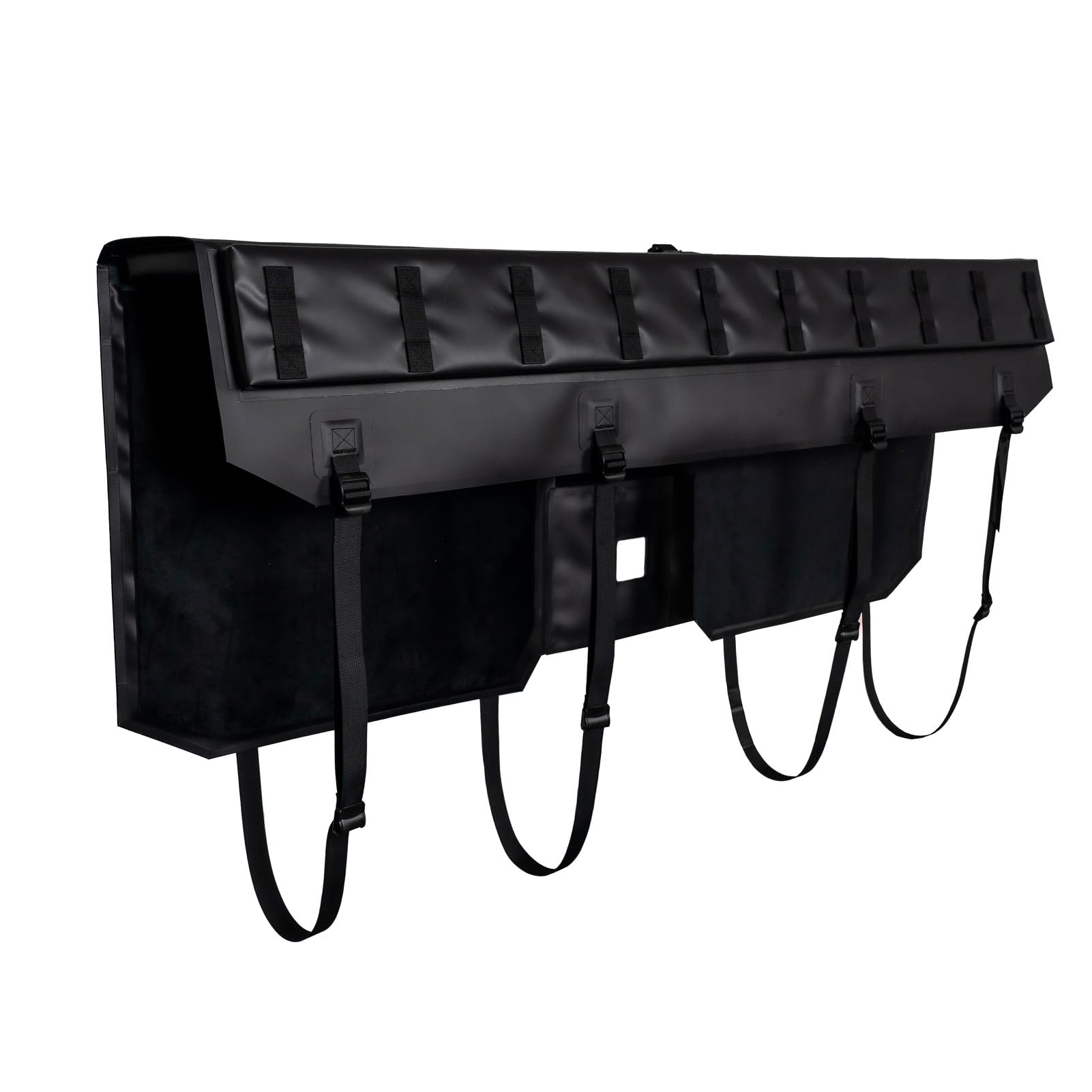 KUAT 51" HUK Straight Durable Soft-Touch TPU Padded Pickup Truck Tailgate Bike Hauling Transportation Easy-Access Protective Pad w/Nylon Straps, Metal G-Hook Buckles & Roll-Up Window, Black