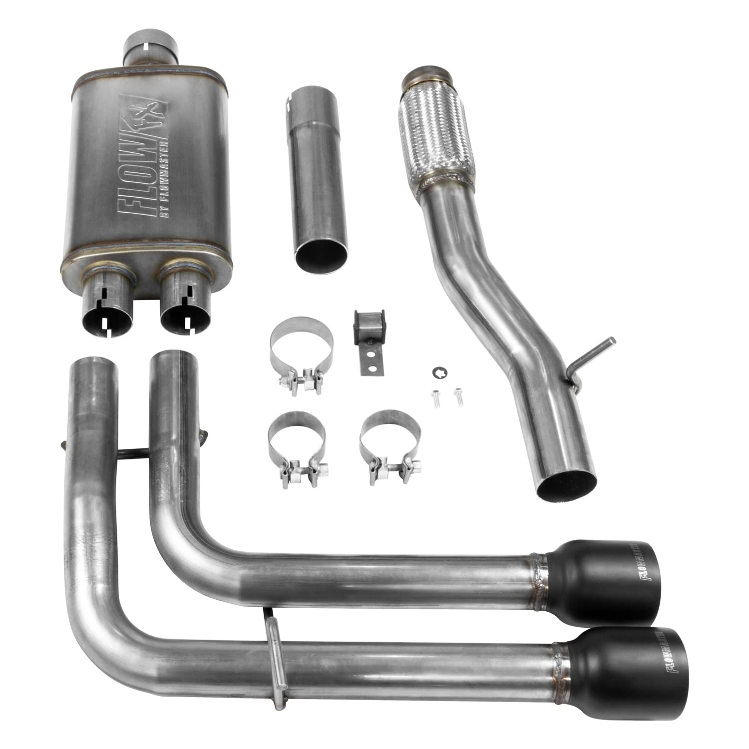 Flowmaster FlowFX 717787 Cat-Back Exhaust Kit Dual 2.5 Inch Stainless Steel 4 Inch Black Ceramic Tips Compatible with 2014-2019 Classic Body Chevy Silverado GMC Sierra 1500 Crew Double Cab 4.3L 5.3L