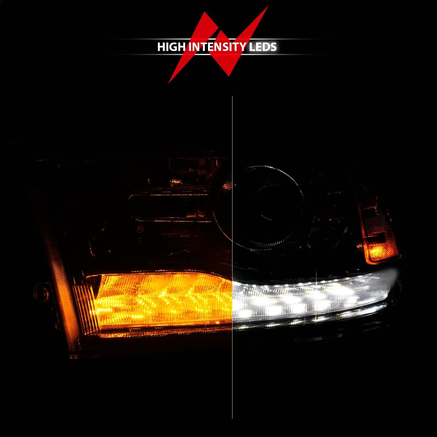 09-18 Dodge Ram 1500/2500/3500 ANZO LED Plank Style Headlights Switchback + Sequential - Hyper Black