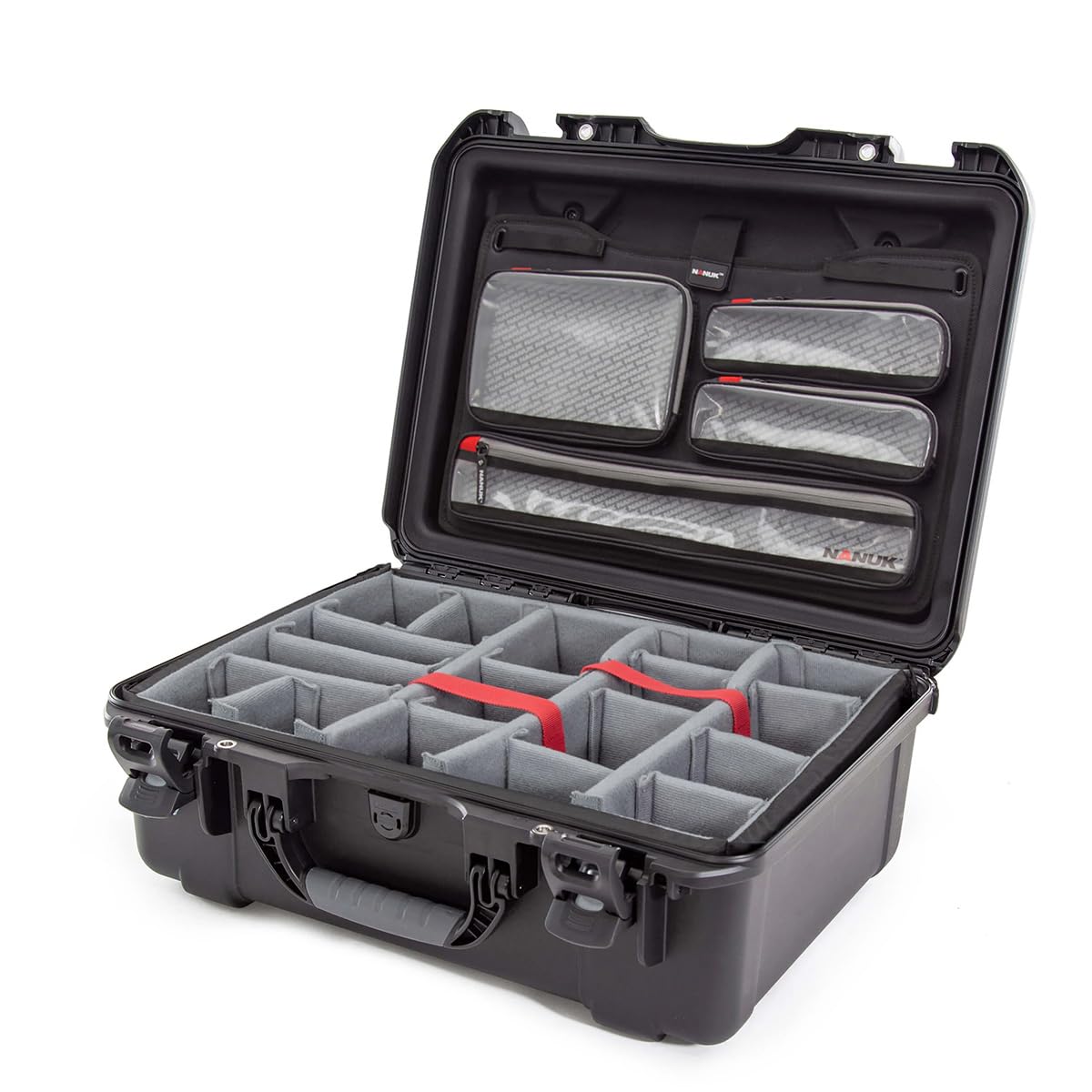 940 Nanuk Waterproof Hard Case with 4-Pocket Lid Organizer and Padded Divider for Camera, Black