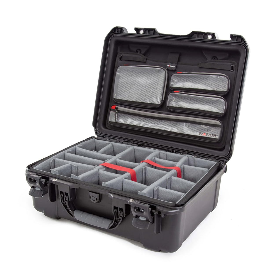 940 Nanuk Waterproof Hard Case with 4-Pocket Lid Organizer and Padded Divider for Camera, Black