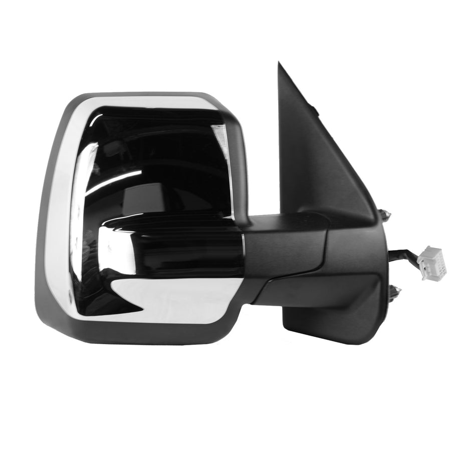 Fit System Passenger Side Mirror 68121N for Nissan NV 1500, 2500, 3500, Textured Black w/Chrome Cover, Dual Lens, Foldaway, w/o Tow pkg, Heated Power