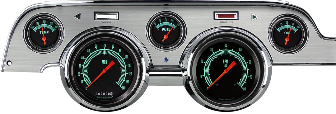 MU67GSBA Classic Instruments G/Stock 5 Gauge Package Brushed Bezel Fits 1967 Mustang