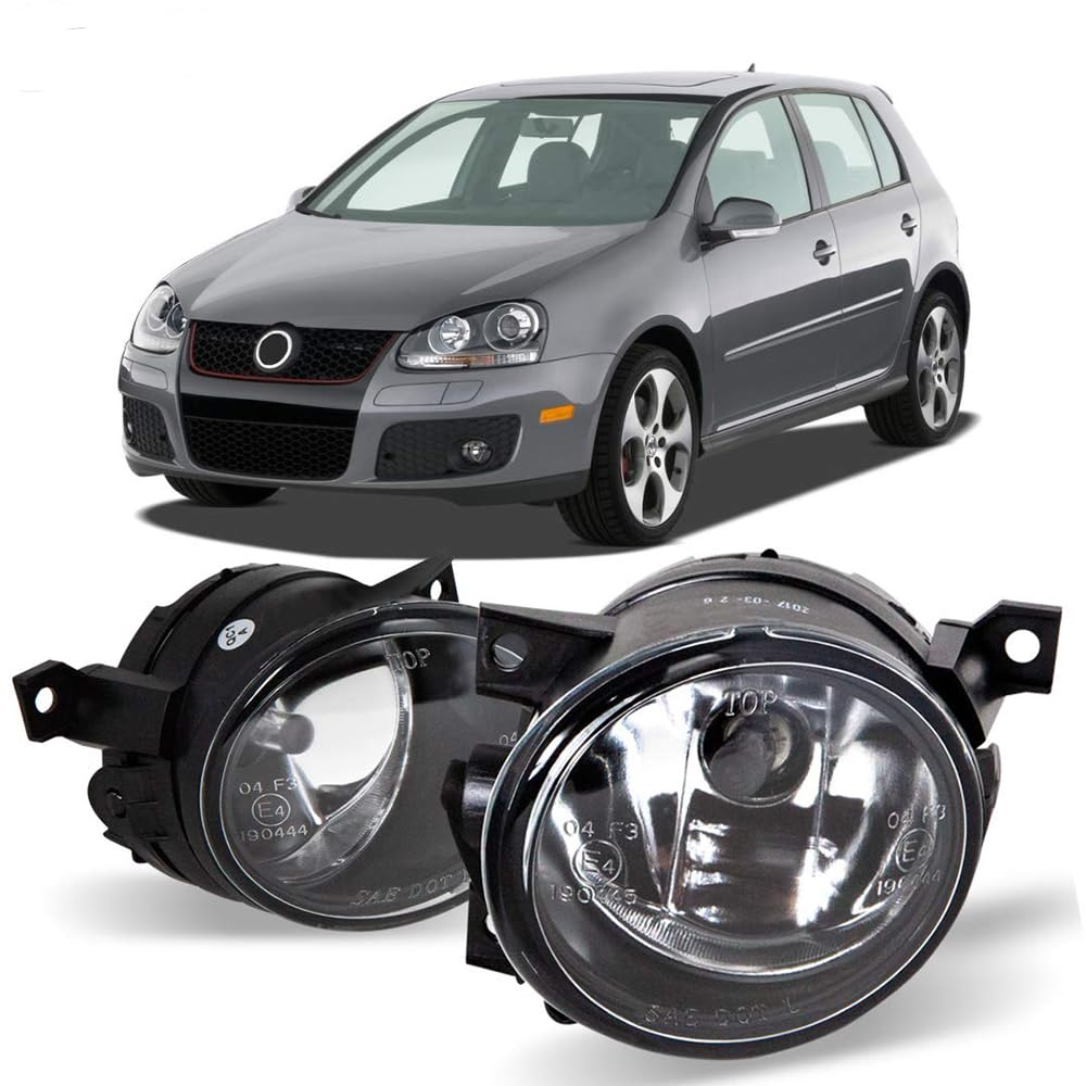 Foglights Winjet OEM Series for [2006 2007 2008 2009 Volkswagen GTI] [2006 2007 2008 2009 Volkswagen Jetta] Fog Lamps Clear Lens Driving Fog Lights with 9006 12V 51W Bulbs