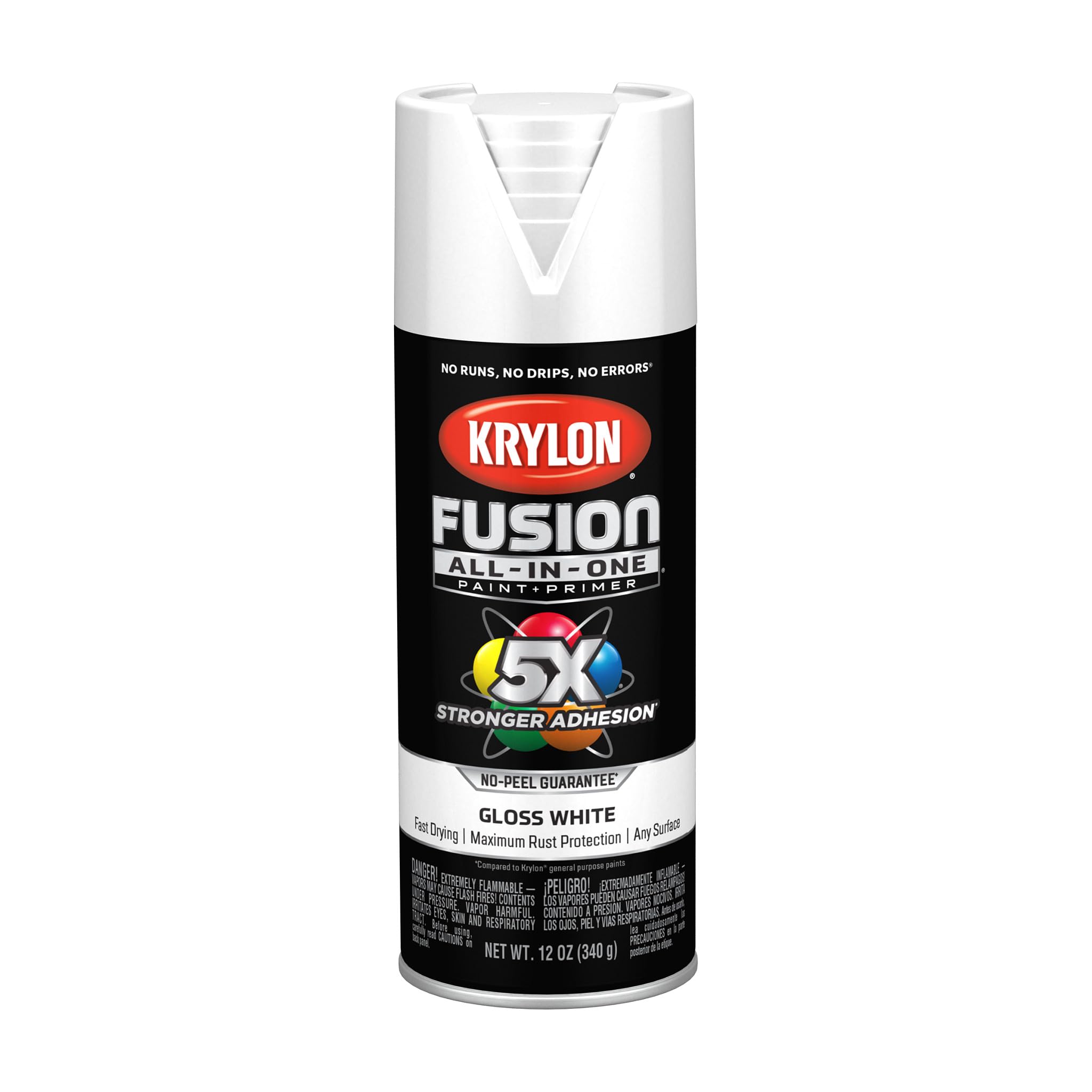 Krylon All-In-One Fusion Adhesive Spray Paint for Indoor/Outdoor Use, 12 oz, White
