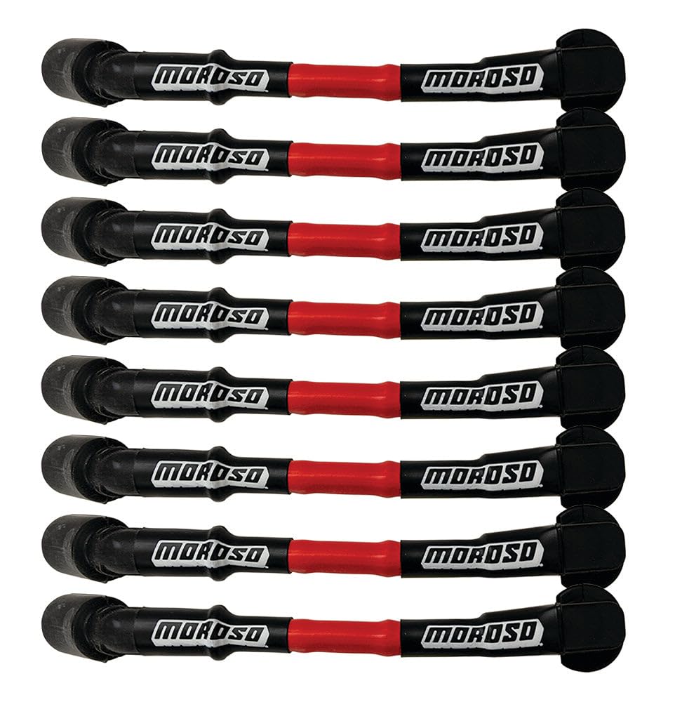Moroso Ultra Series Red Sleeved Spark Plug Wires, 9.75" Length, GM LS, 90 Degree Plug Ends