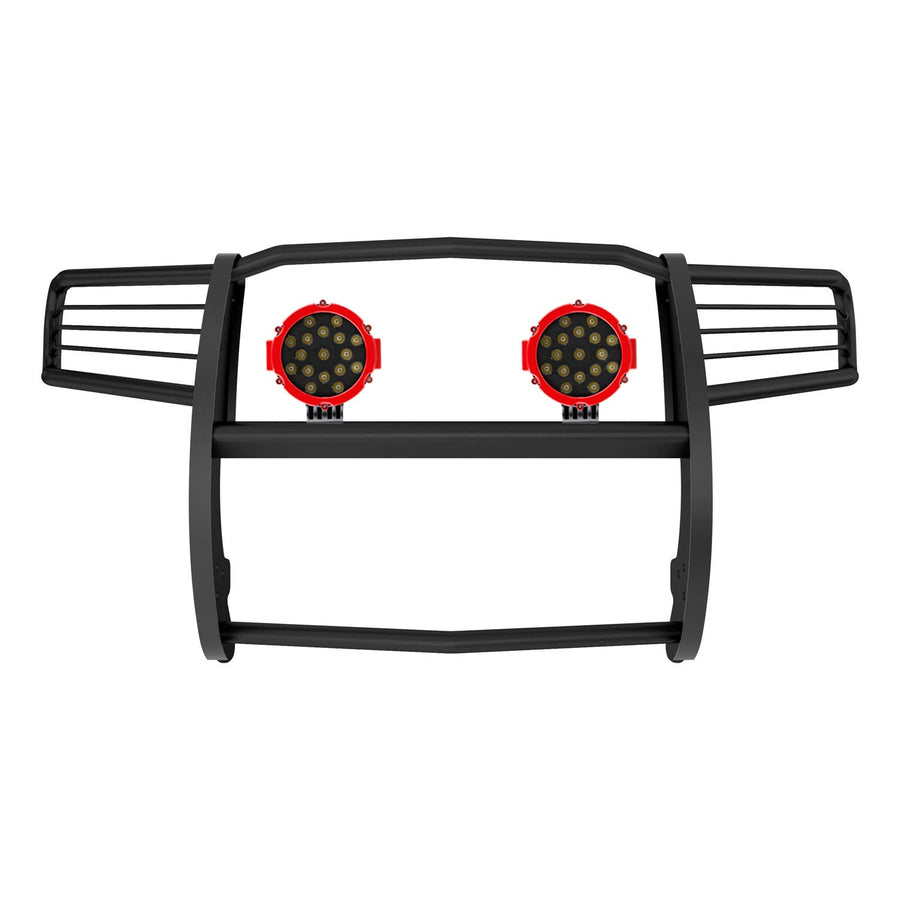 Bumper Guard Black Horse Grille brush Modular Come With pair of 7.0"Dia.LED Lights with Red Trim Rings Compatible with 2011-2021 Jeep Grand Cherokee-17A080202MA-PLR