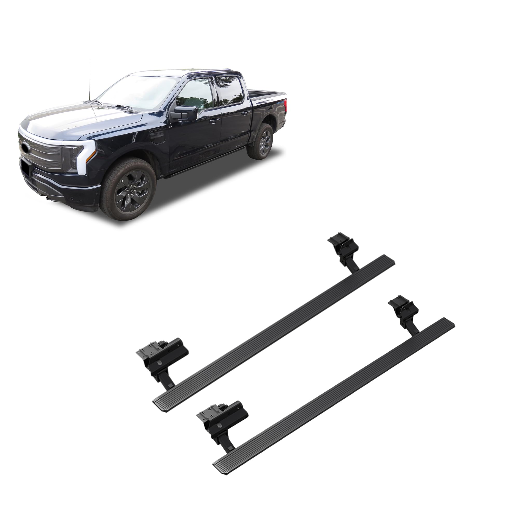 ELITE RETRACTABLE POWER BOARD Black Horse Compatible with 21-24 F-150 SuperCrew Cab|22-24 F-150 Lightning EV|F-250|F-350|F-450|F-550 Crew Cab Incl. 2022 Lariat,King Ranch, Platinum&LTD models-PWBR2085