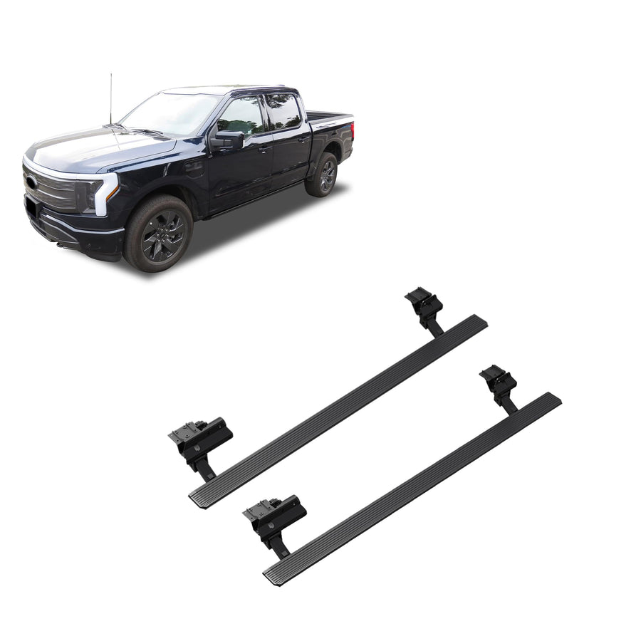 ELITE RETRACTABLE POWER BOARD Black Horse Compatible with 21-24 F-150 SuperCrew Cab|22-24 F-150 Lightning EV|F-250|F-350|F-450|F-550 Crew Cab Incl. 2022 Lariat,King Ranch, Platinum&LTD models-PWBR2085