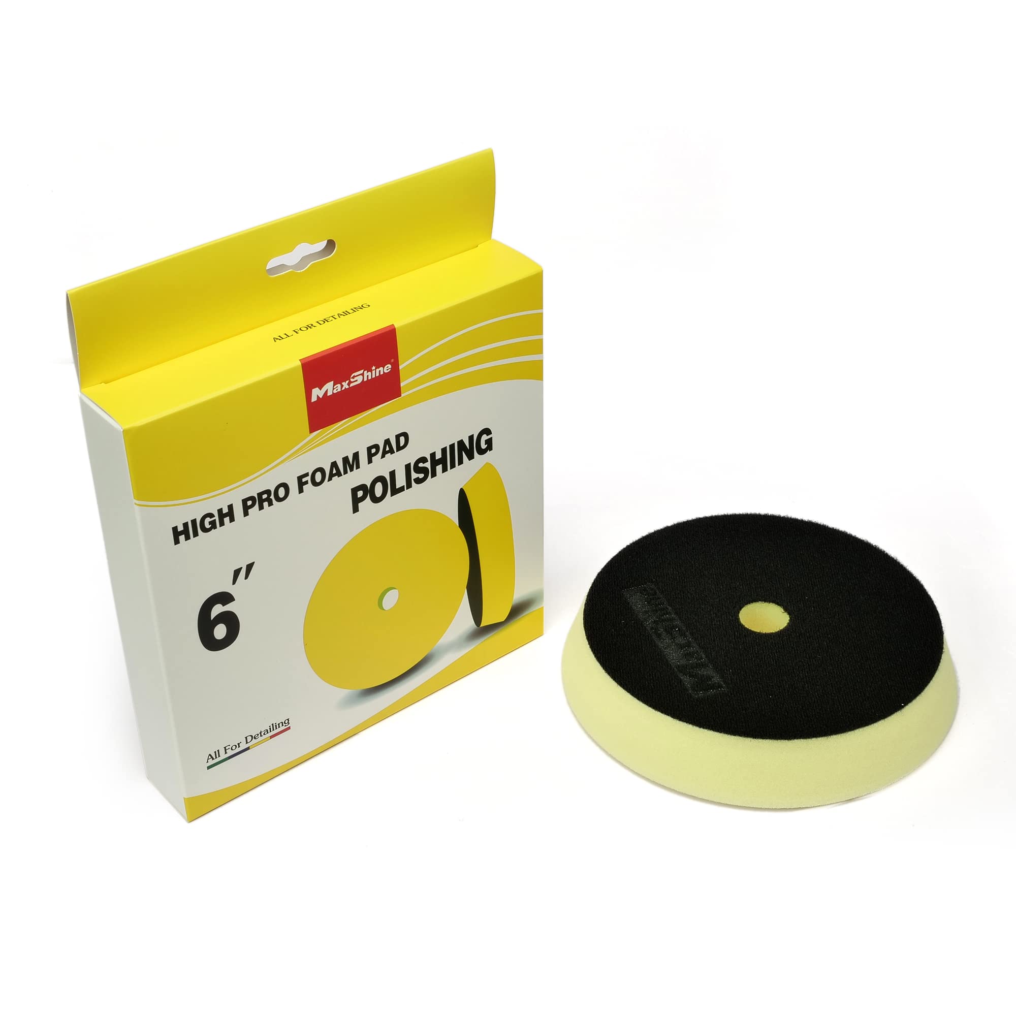 Maxshine 6.2" Yellow Universal High Pro Polishing Foam Pad – Compatible with DA & Rotary Polishers – Professional Pad for Cutting, Polishing & Finishing – Bendable, Washable & Reusable