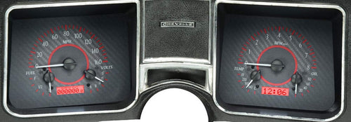 Dakota Digital VHX-68C-CVL-C-R Analog Dash Gauge System Compatible with 1968 Chevy Chevelle El Camino Carbon Fiber Style Red Backlighting