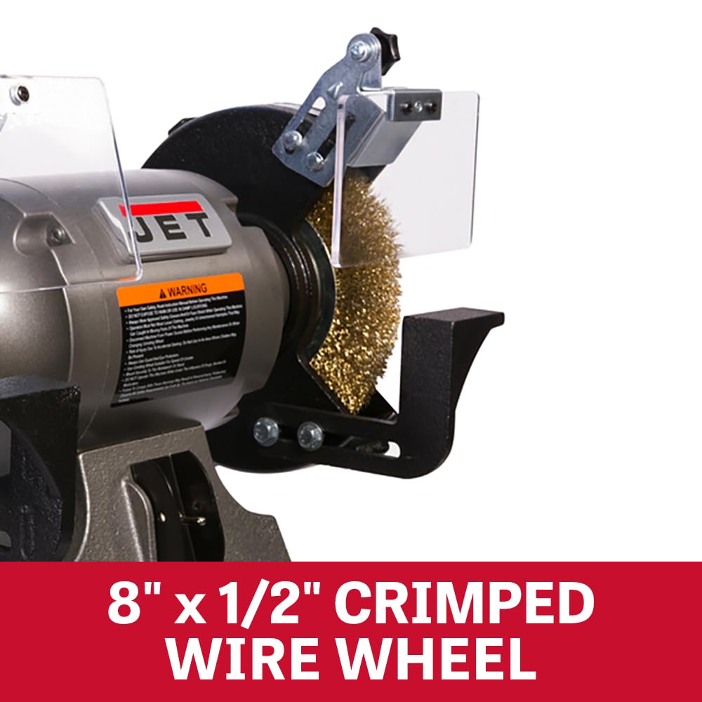 JET 8-Inch Bench Grinder, Wire Wheel with 3450 RPM, 1 HP, 115V 1Ph (Model JBG-8W)