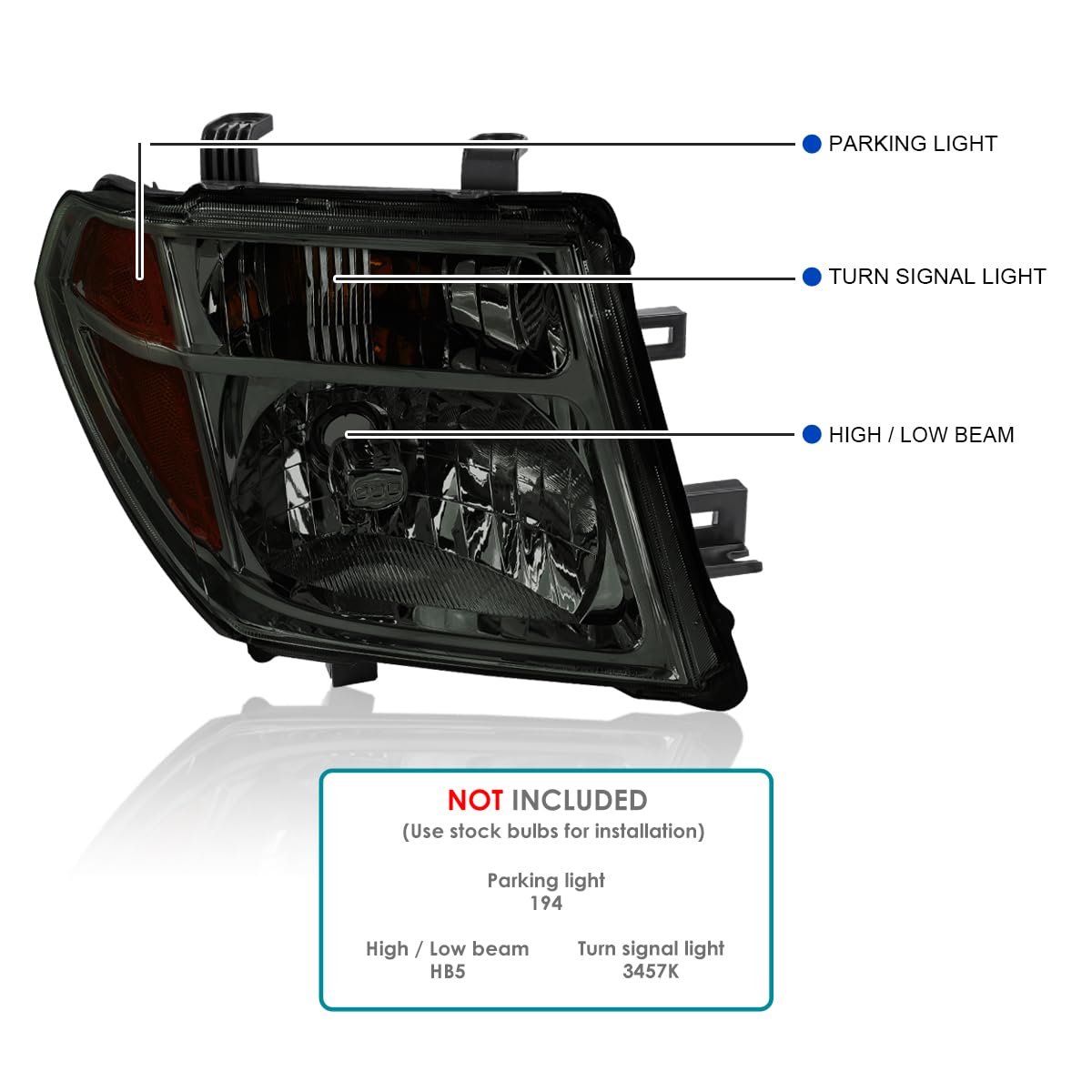 Smoke SPEC-D TUNING Replacement Headlights Compatible with 2005-2008 Nissan Frontier, 2005-2007 Nissan Pathfinder Left + Right Head Lamp Assembly