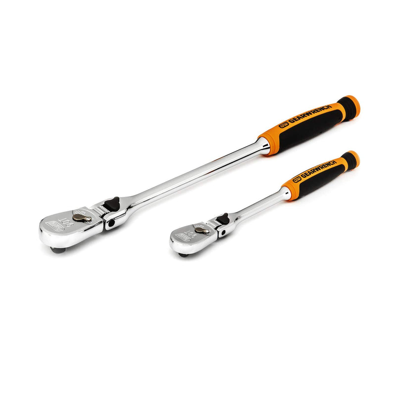 2 Pc. GEARWRENCH 1/4" & 3/8" Drive 90 Tooth Dual Material Locking Flex Head Teardrop Ratchet Set - 81275T
