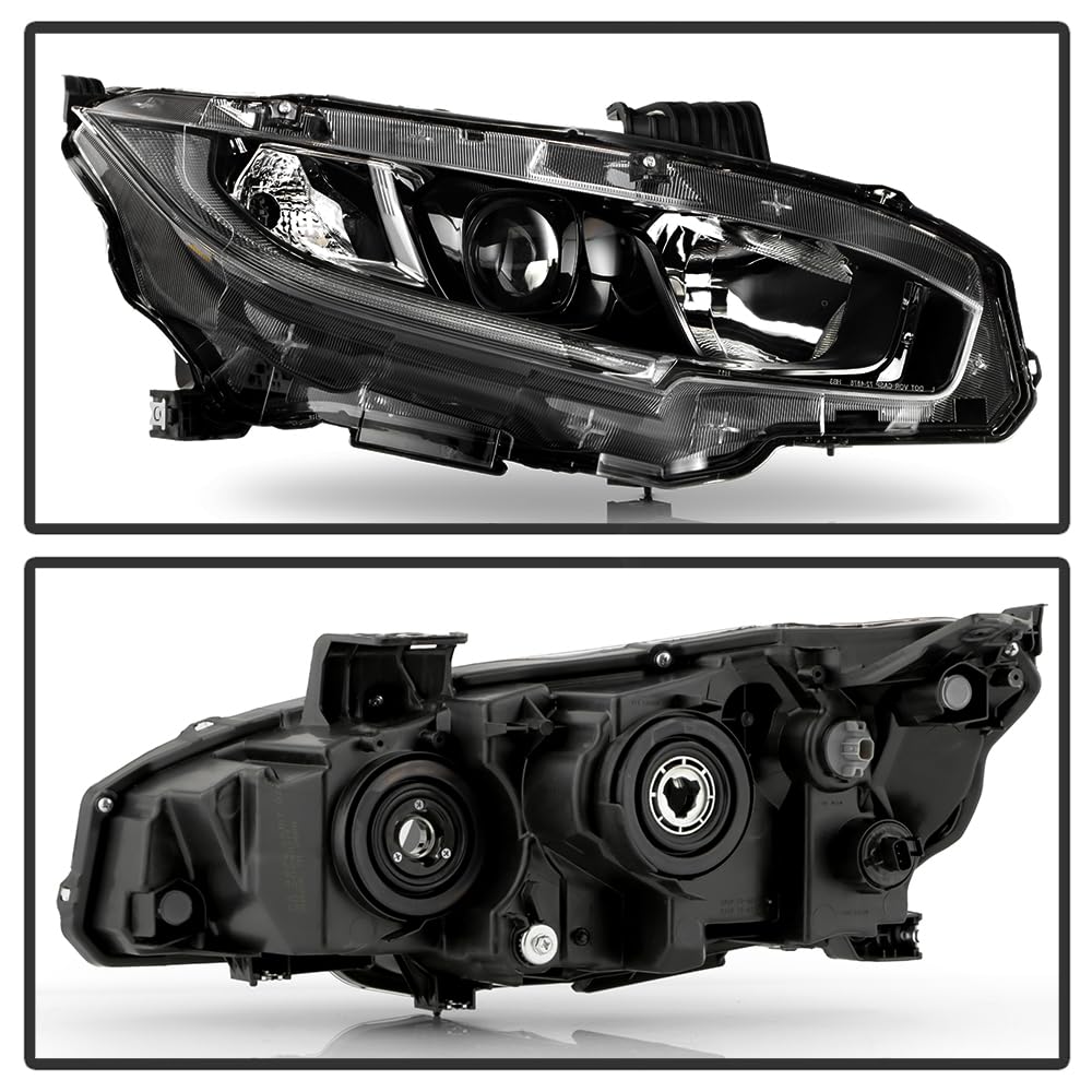 Honda Civic 19-21 Spyder (OE) Halogen Models Projector Headlight - Low Beam-H11(Included) ; High Beam-HB3(Included) ; Signal-7444NA(Included) - OE Black Right (Don‘t Fit Xenon HID and LED Models)