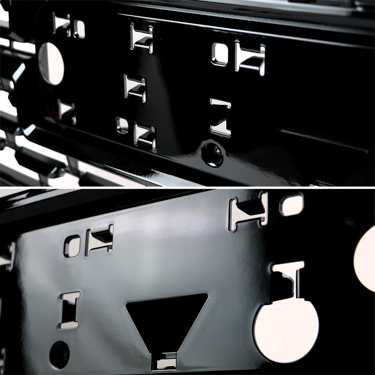 Polished Black Spec-D Tuning Denali Style Front Bumper Hood Upper Grill Grille Compatible with 2019-2021 GMC Sierra 1500