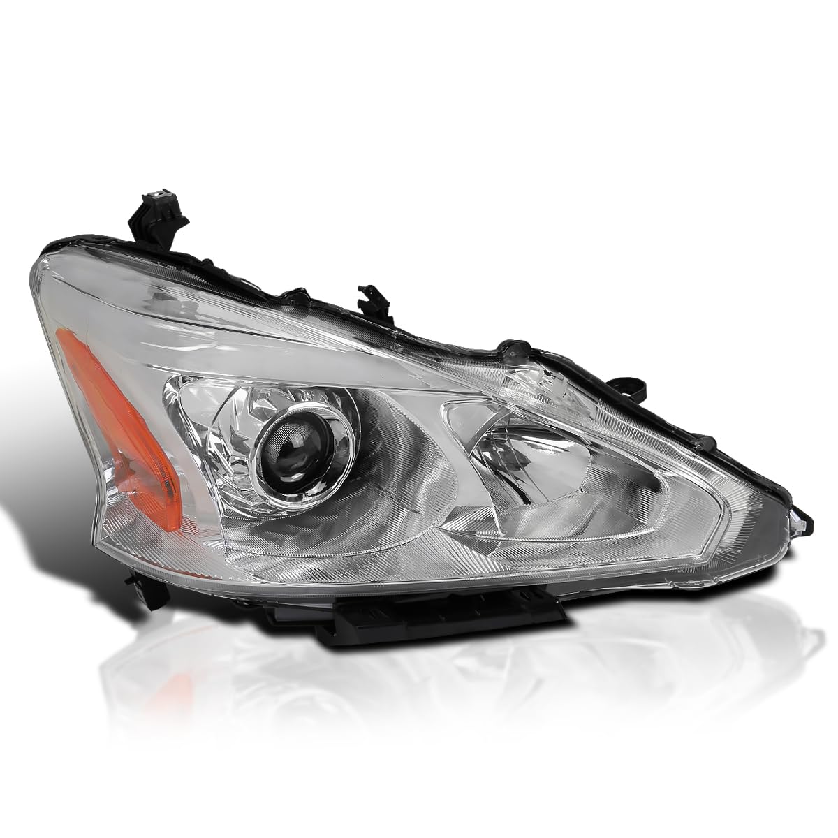 Right Passenger Side SPEC-D TUNING Chrome Projector Headlight Compatible with 2013-2015 Nissan Altima Sedan, Headlamp Assembly