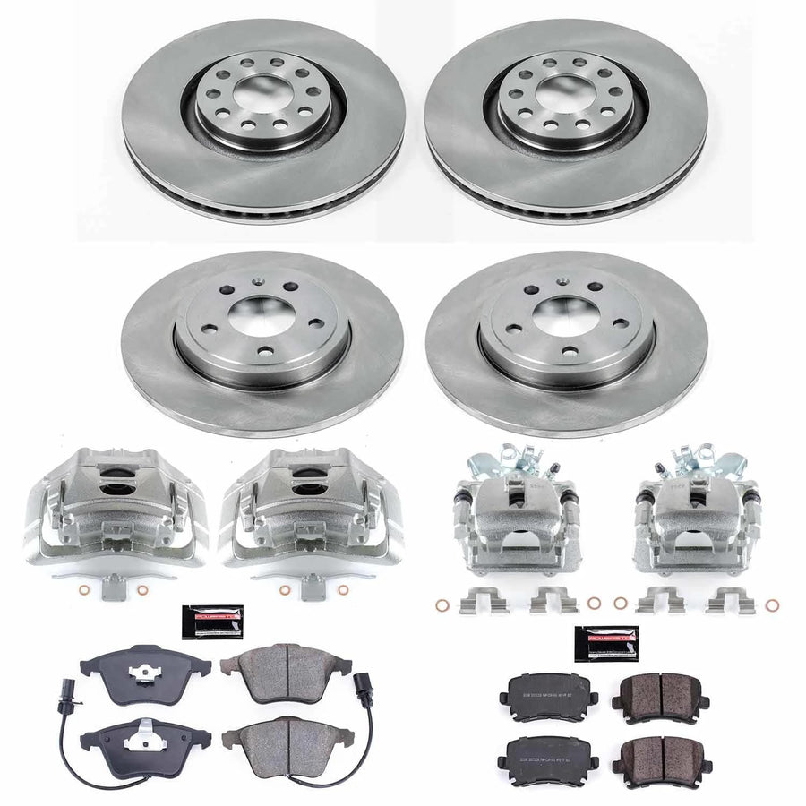 Power Stop KCOE4065 Replacement Autospecialty Front and Rear Caliper Kit-Rotors, Ceramic Brake Pads, Calipers For Audi A4 2005-2009, Audi A4 Quattro 2005-2009 [Model Specific]