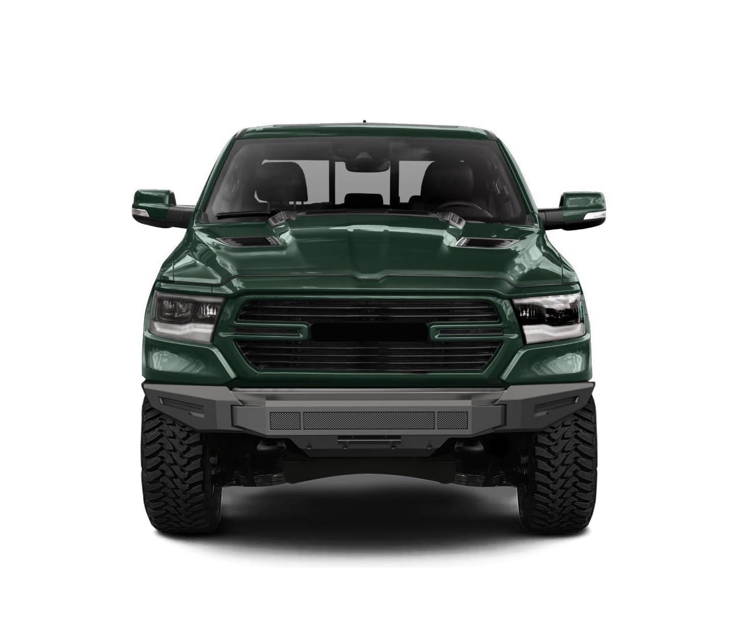 Heavy Duty Black Horse Armour II Modular Front Bumper Matte Black Compatible with 2019-2024 Ram 1500 (Excl. Rebel&TRX Trim,19-23 Ram 1500 Classic and 20-22 Ram 1500 Diesel Models)-AFB-RA20-BU