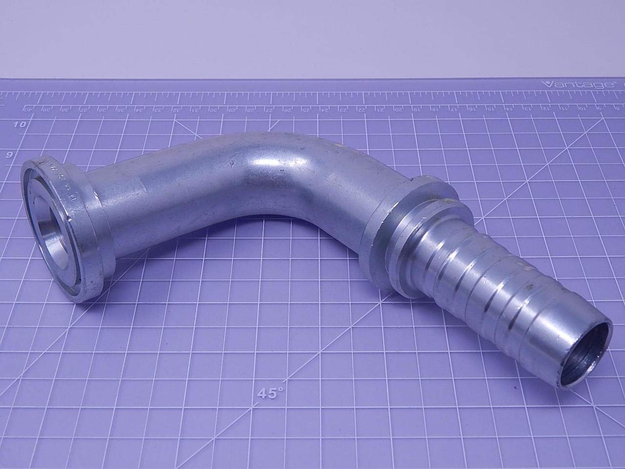 GlobalSpiral Couplings Gates 20GS-24FL90-118, Code 61 O-Ring Flange, Zinc Plated Carbon Steel, 6.50", 90° Bent Tube, 1 1/4" ID