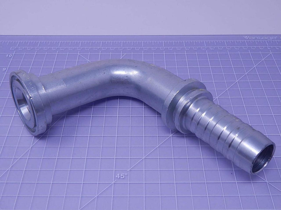 GlobalSpiral Couplings Gates 20GS-24FL90-118, Code 61 O-Ring Flange, Zinc Plated Carbon Steel, 6.50", 90° Bent Tube, 1 1/4" ID