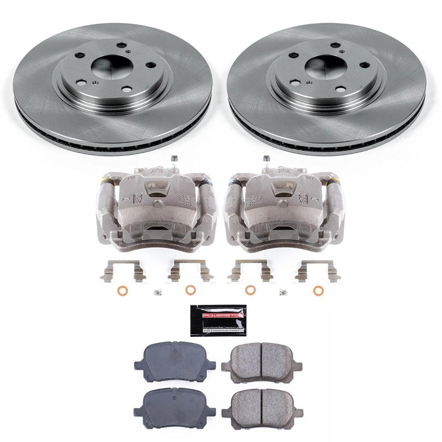 Power Stop KCOE1135 Replacement Autospecialty Front Caliper Kit-Rotors, Ceramic Brake Pads, Calipers For Lexus RX300 1999-2001 [Model Specific]