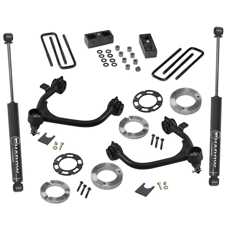 SUPERLIFT SUSPENSION RealTruck 3" Lift Kit for Silverado/Sierra | Complete Lift Kit with Rear Shadow Series Shocks & Upper Control Arms | 3900 | Fits 2019-2024 Chevrolet Silverado/GMC Sierra 1500